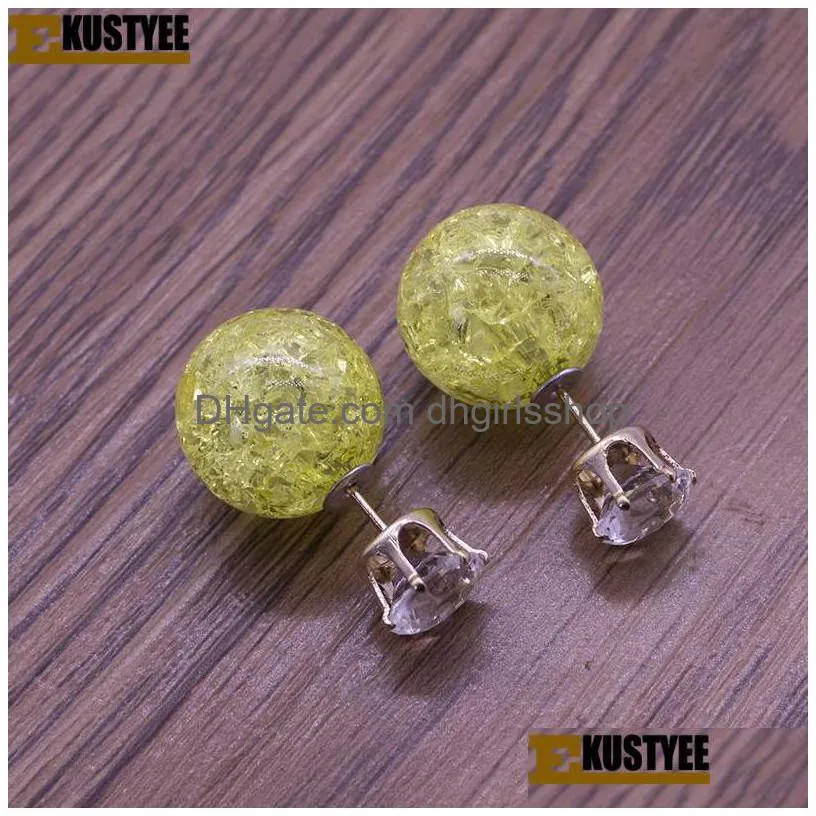 double sided pearl shivering high shinning glass stud earrings for women wholesale new fashion stud earring