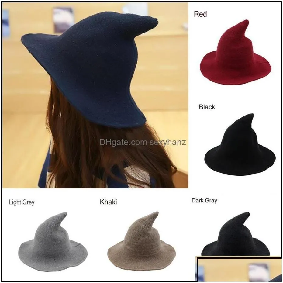 cloches hats caps hats scarves gloves fashion accessories halloween party witch wizard solid color kinitted-wool for masquerade cosplay