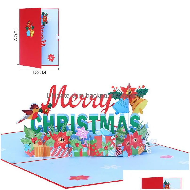 merry christmas  up card handmade 3d merry xmas holiday greeting cards gifts