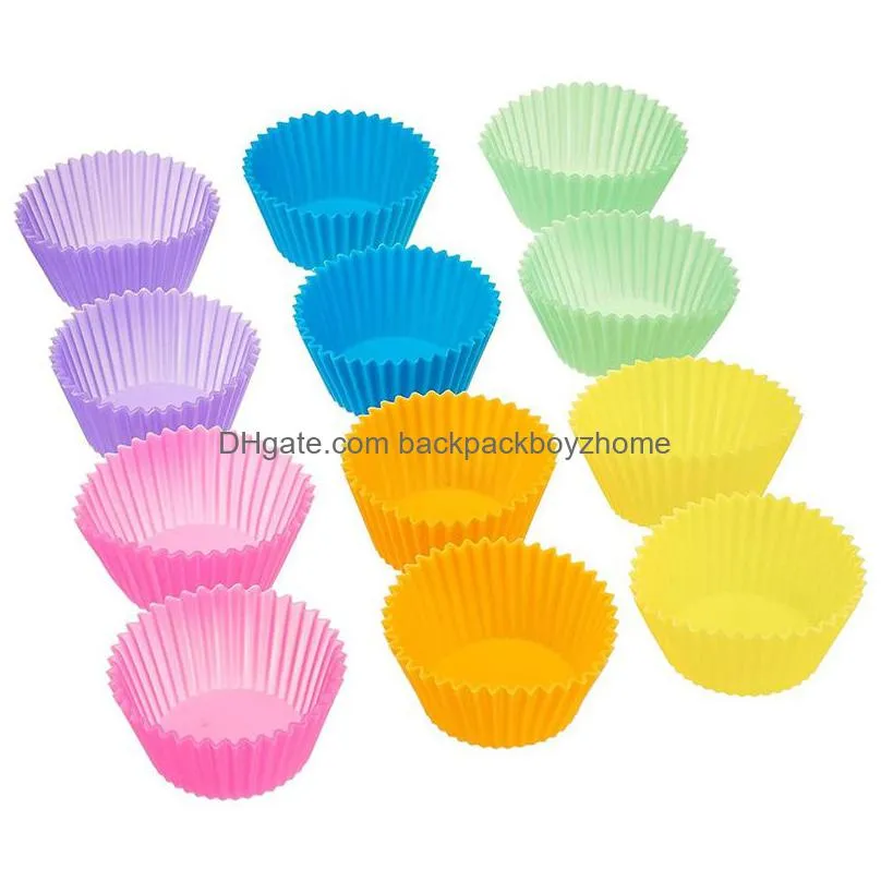 12pcs mini round shape silicone muffin cupcake moulds bakeware maker mold tray baking hot kitchen baking tools