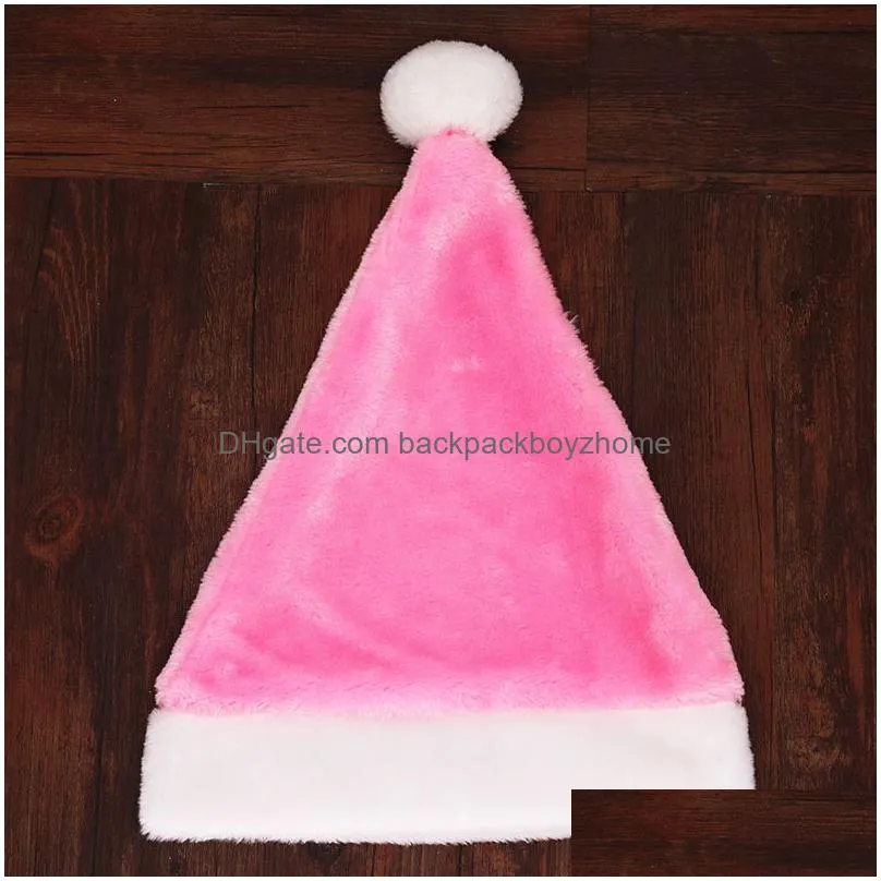 christmas santa hat short plush man women family xmas party elf hat comfortable wear multicolor