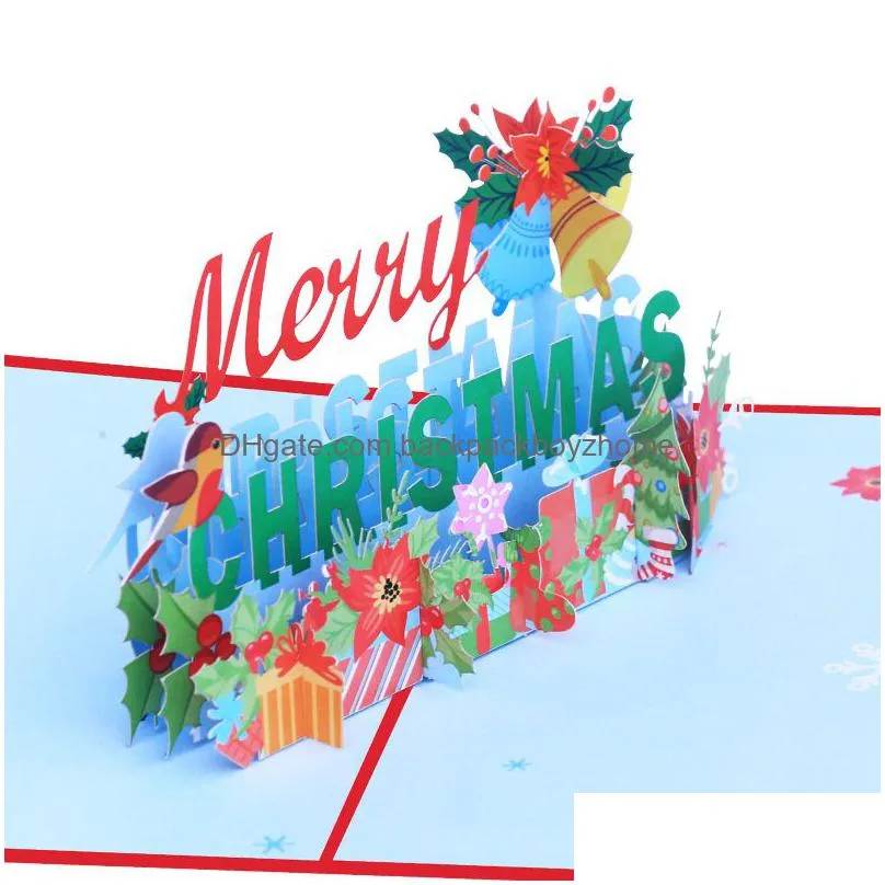 merry christmas  up card handmade 3d merry xmas holiday greeting cards gifts