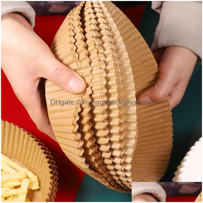 air fryer baking pan disposable paper liner oil-proof barbecue plate steamer airfryer kitchen accessory