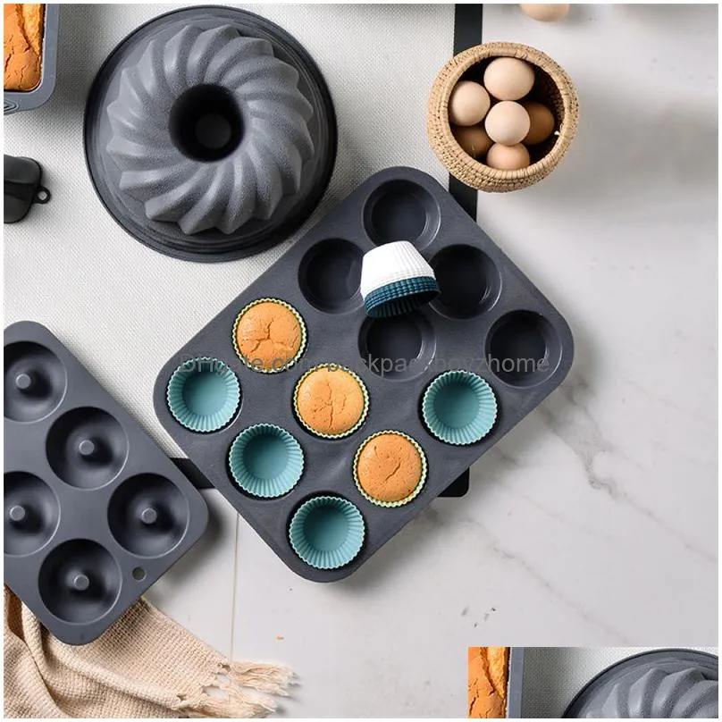 12pcs/set muffin silicone round cake moulds kitchen bakery cupcake muffin mold