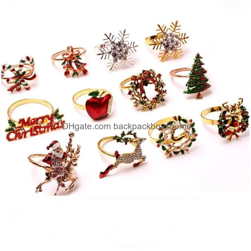 christmas napkin rings xmas tissue holder with snowflake reindeer tree gifts holders wedding party hotel table decor