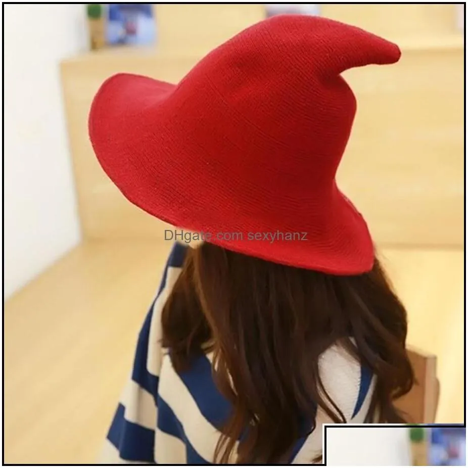 cloches hats caps hats scarves gloves fashion accessories halloween party witch wizard solid color kinitted-wool for masquerade cosplay