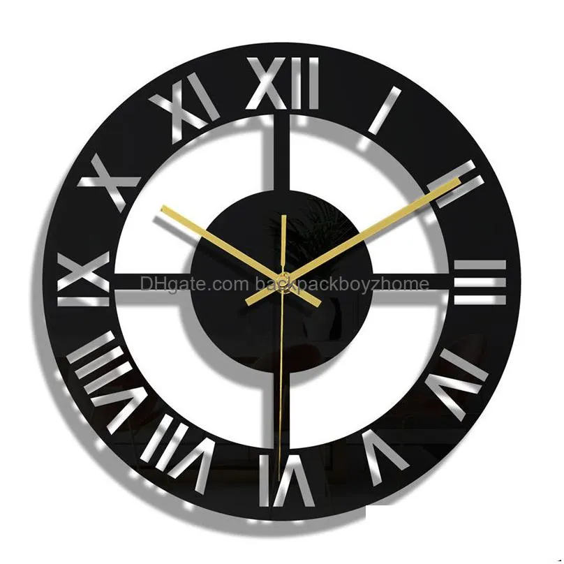 large modern wall clock roman numeral decorative art classic indoor silent clock for living room office decor