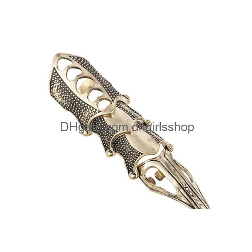 european and american exaggerated vintage steampunk gothic metal armor bendable joint ring 001