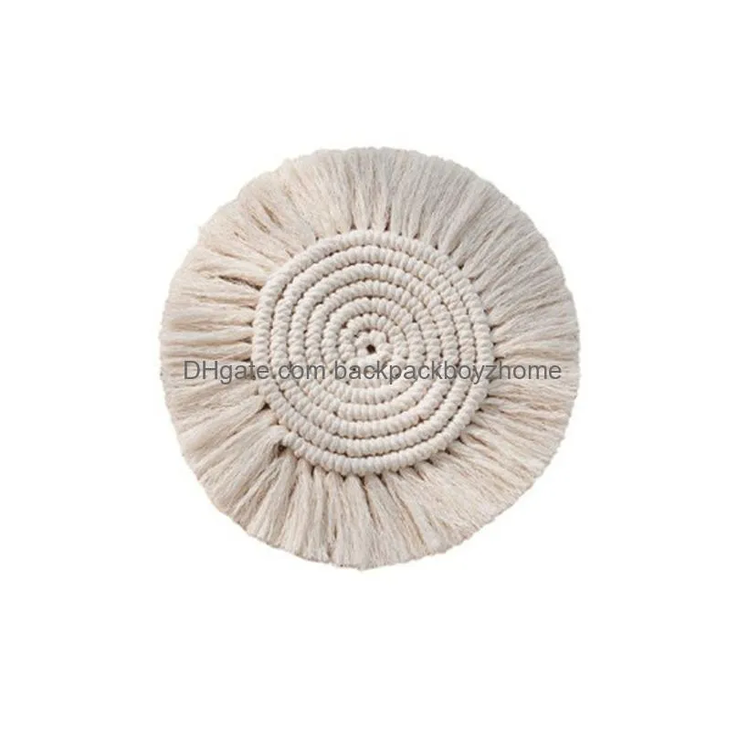 boho coasters mats beige absorbent placemat for wooden table protection woven handmade housewarming gift presents for new home