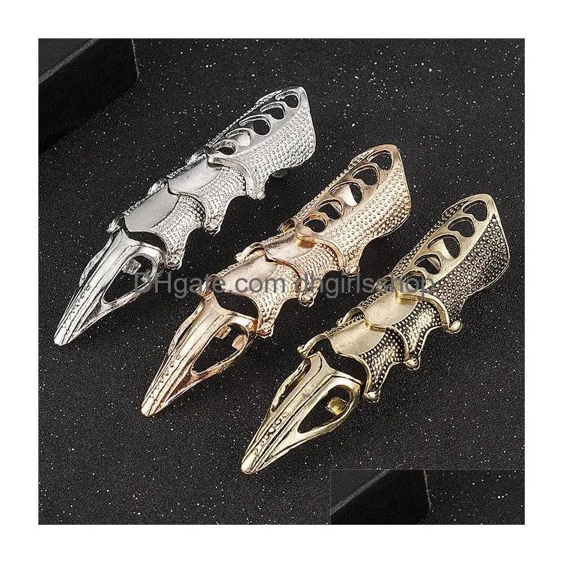 european and american exaggerated vintage steampunk gothic metal armor bendable joint ring 001