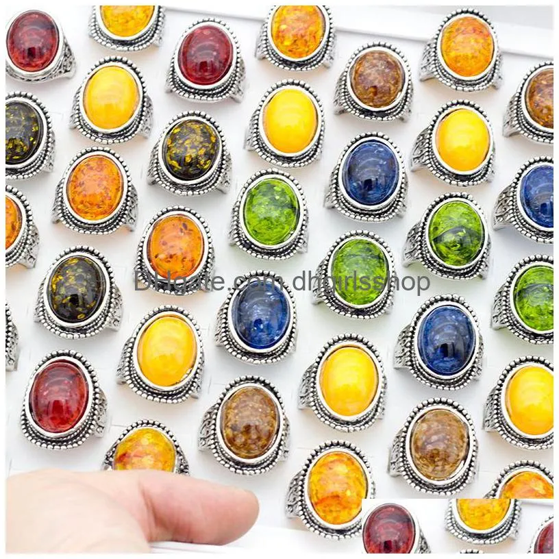 20 pcs/lot natural stone amber gemstone ring hybrid models mixed size lady/girl fashion jewelry mix styles