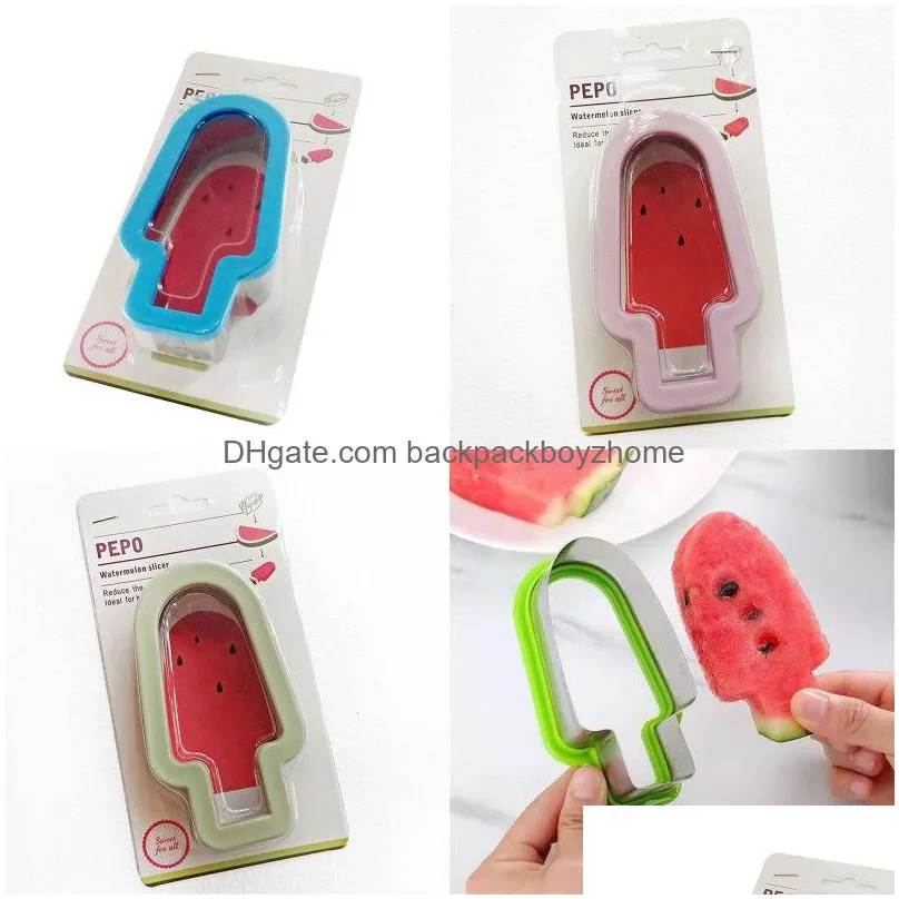 watermelon cutter stainless steel cute design fruit ice cream popsicle slicing gadget tools