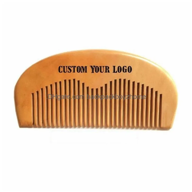 wood comb custom logo handmade beard combs laser engraved natural hair brushes wedding party favors moq 50 pcs