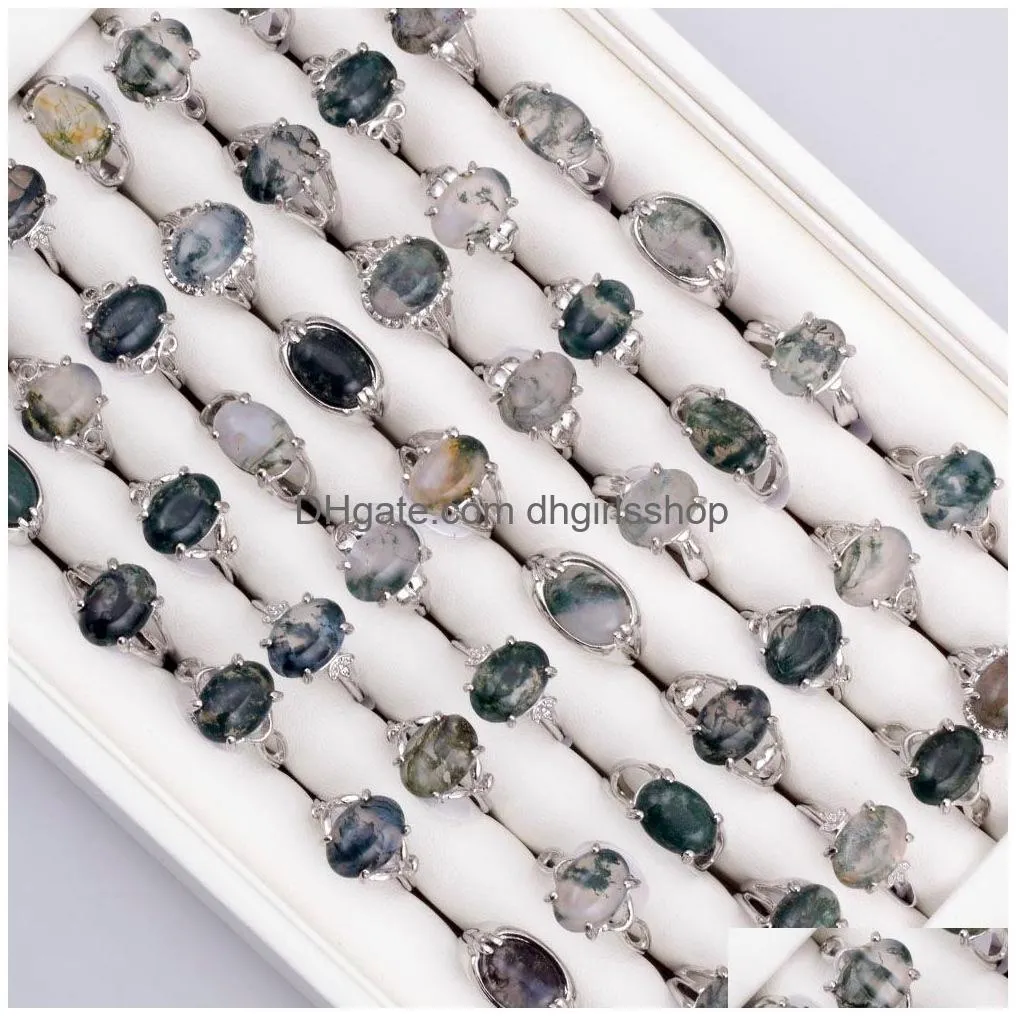 mix lot natural waterweed stone rings womens ring fashion jewelry bague 50pcs/lot wholesale jewelry party gift