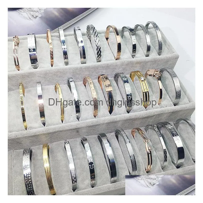 wholesale simple brand bangle bracelets korean fashion stainless steel versatile mens and womens jewelry