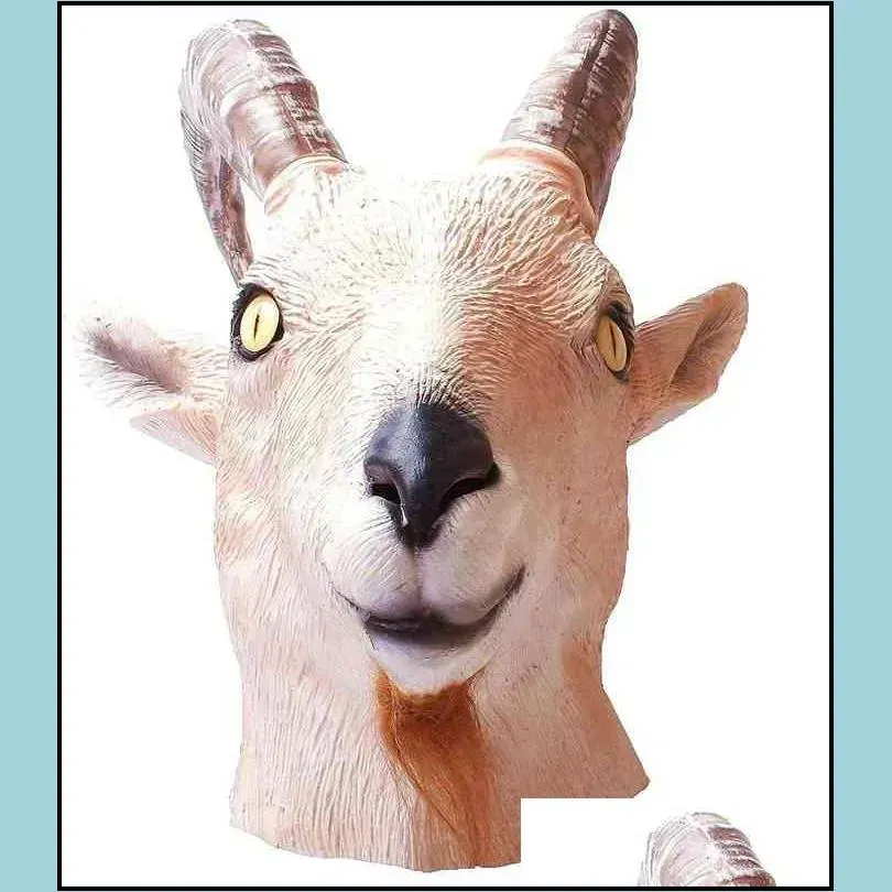 goat antelope animal head mask novelty halloween costume party latex animal mask full head masquerade mask for adults t220727