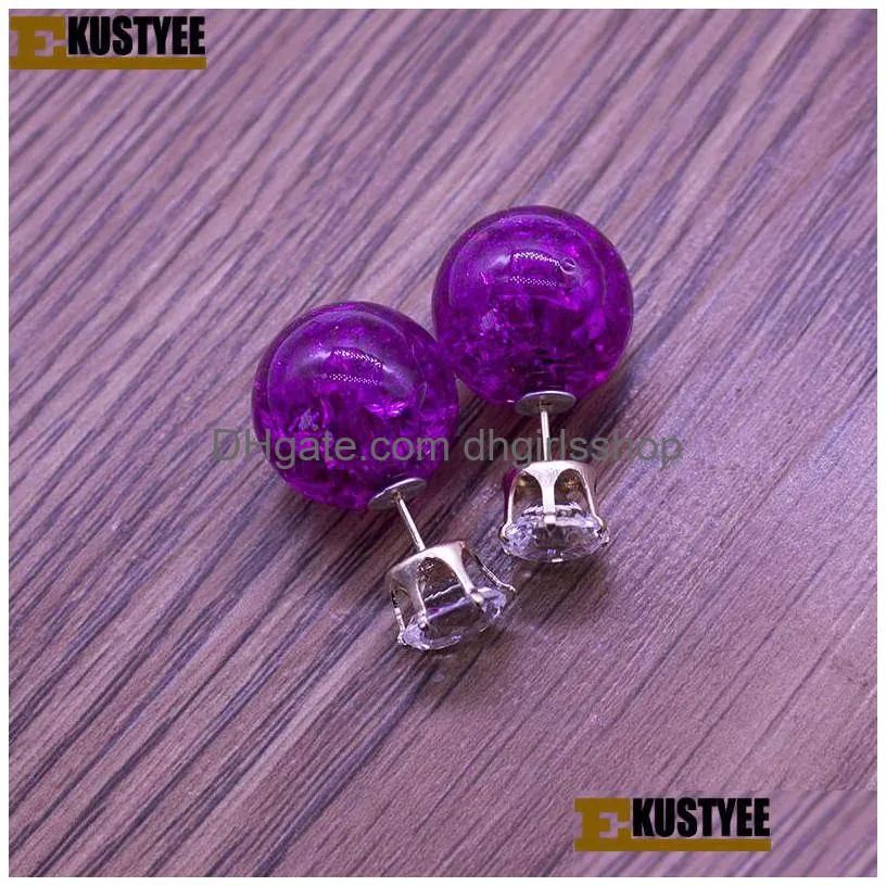 double sided pearl shivering high shinning glass stud earrings for women wholesale new fashion stud earring