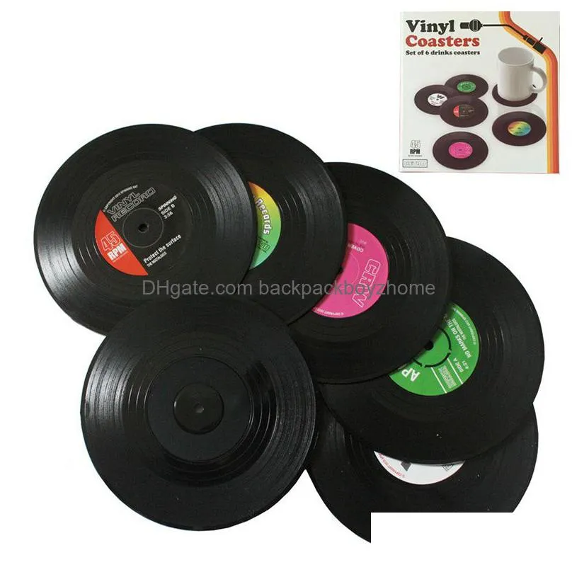 vinyl record disk coaster mats for drinks heat resistant nonslip pads home decor creative cup coaster table mat