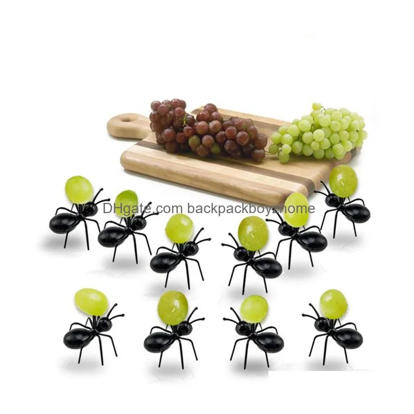 12pcs/set ants food fruit picks fork decoration eco friendly plastic toothpicks snack cake dessert forks party fruits picks