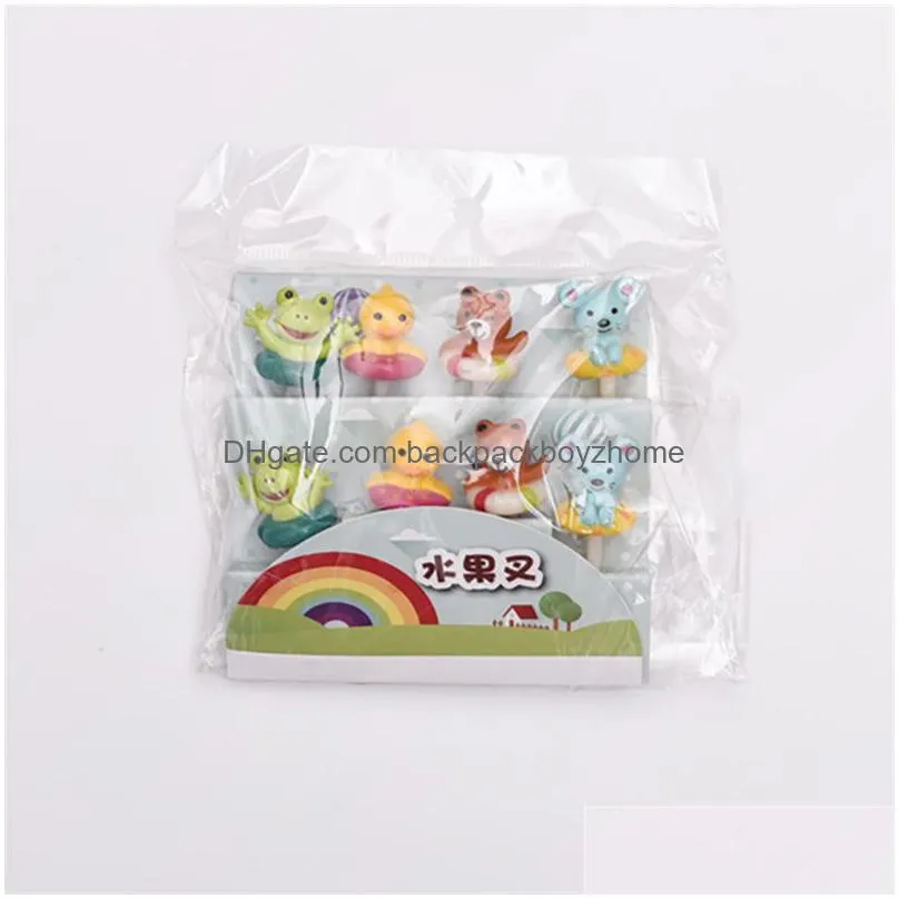 animal food forks picks for kids fun lunch bento box pick cute cartoon shaped reusable toothpicks for fruit dessert pastry snacks