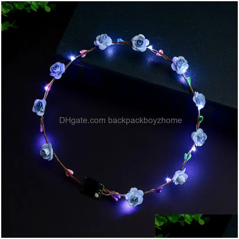christmas holiday flashing led hairbands strings glow flower crown headbands light birthday party garland
