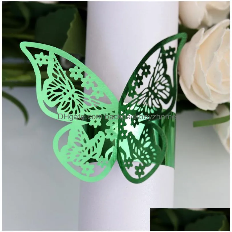 50pcs laser cut butterfly napkin rings holder for dinners tables everyday wedding anniversray party decor