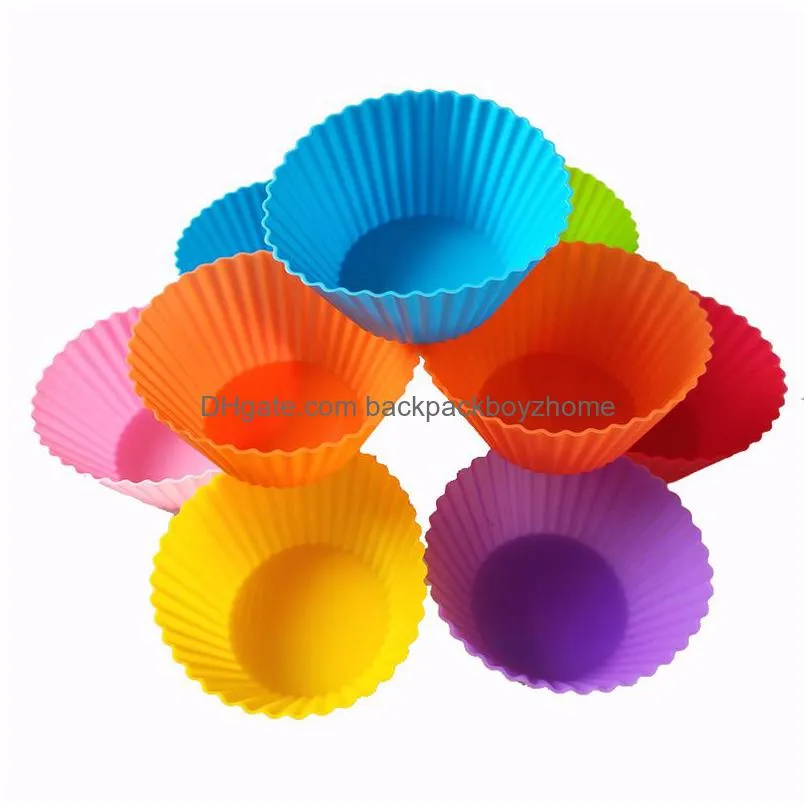 12pcs silicone cake mold round shaped muffin cupcake baking molds kitchen cooking bakeware maker diy cake decorating tools