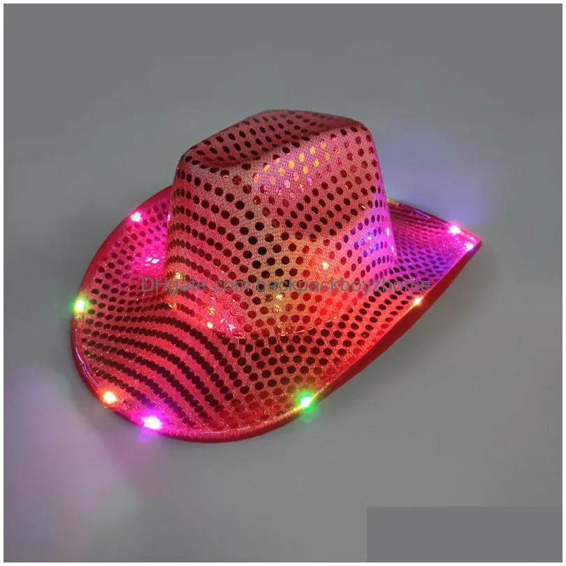 halloween luminous  hats led flashing light up sequin party christmas new year caps cosplay costume