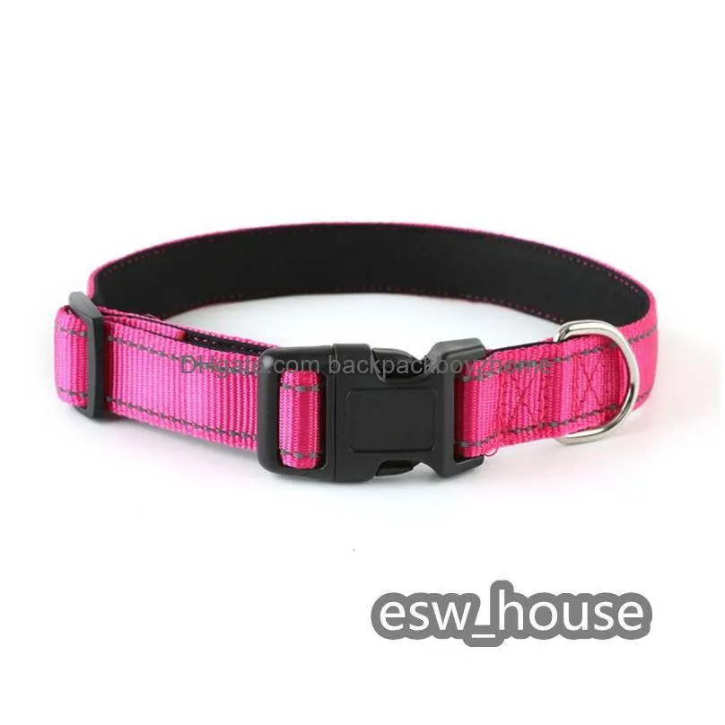 dogs collar s-xl pets collars with nylon reflective silk safe walking dog in night