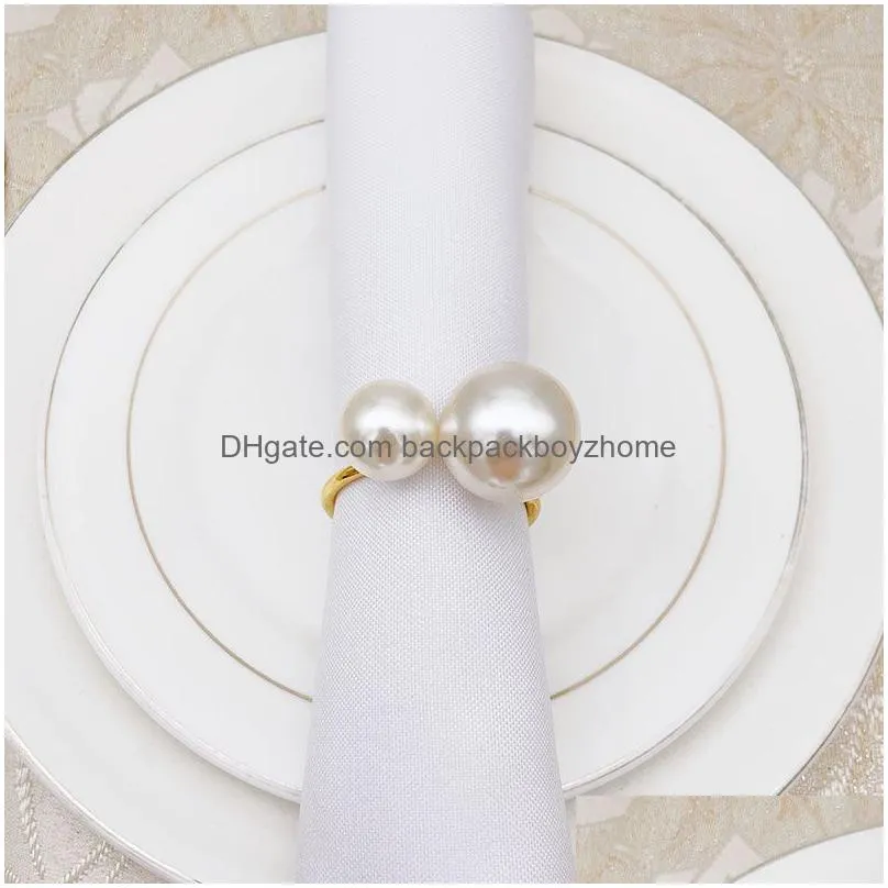 christmas pearl napkin rings gold silver christmas birthday wedding dinner valentines party table decor