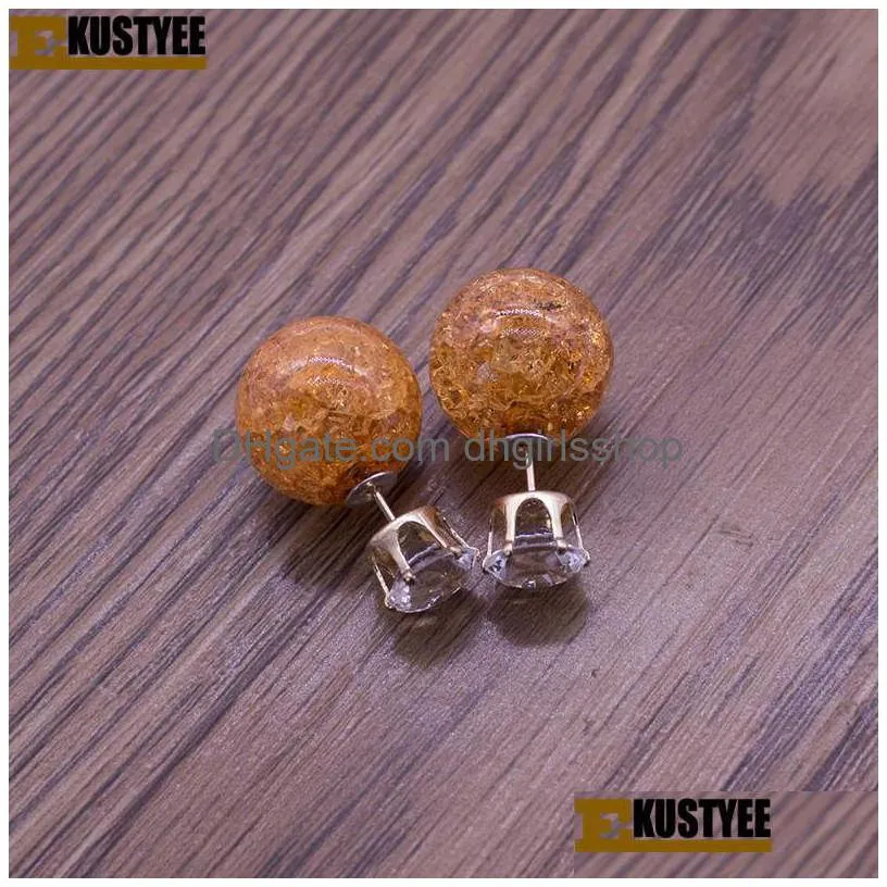 double sided pearl shivering high shinning glass stud earrings for women wholesale new fashion stud earring