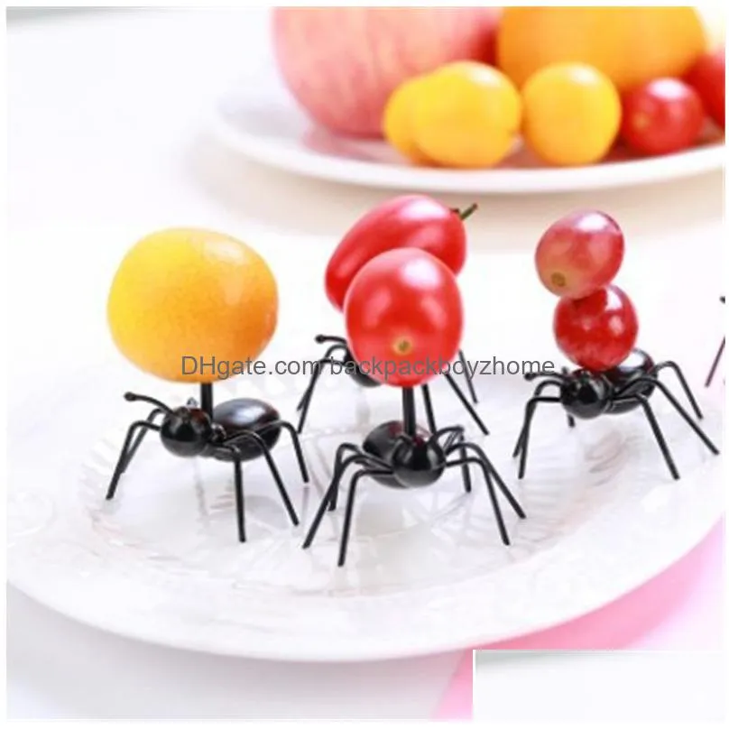 12pcs/set ants food fruit picks fork decoration eco friendly plastic toothpicks snack cake dessert forks party fruits picks