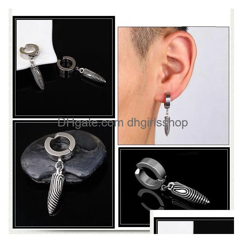 tassel black earrings without ear holes cross war wolf mens and womens fashion earrings titanium steel ear clip