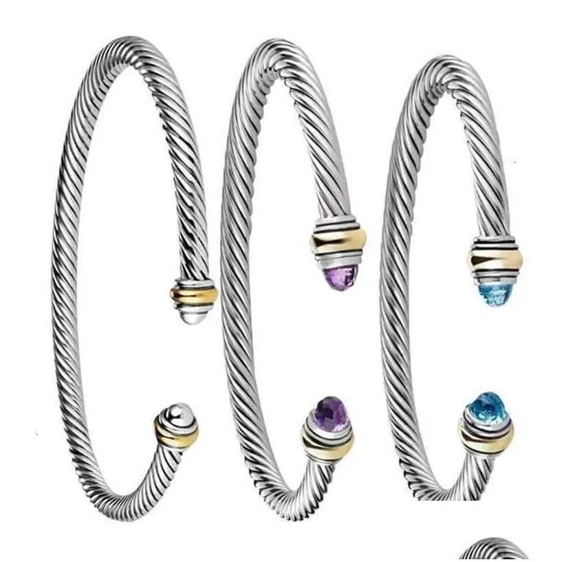 cuff wedding bracelet women crystals two color 18k gold plated wire rope simple open love charmed bracelets 5mm 4mm hip hop designer