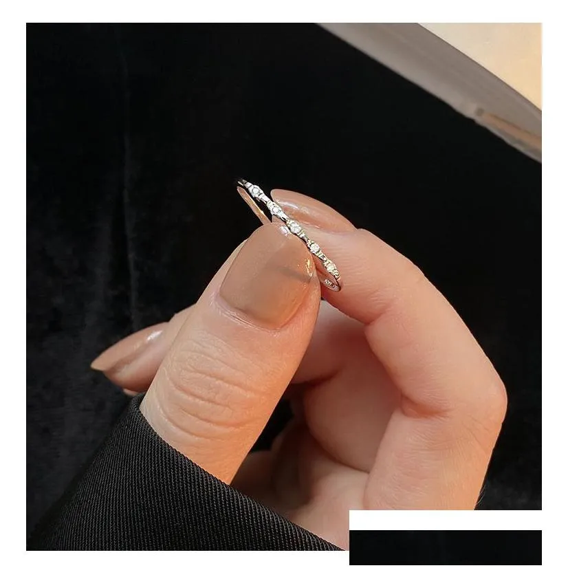 new arrived silver sparkling ring simple style versatile decorative compact index finger rings women fashion jewelry