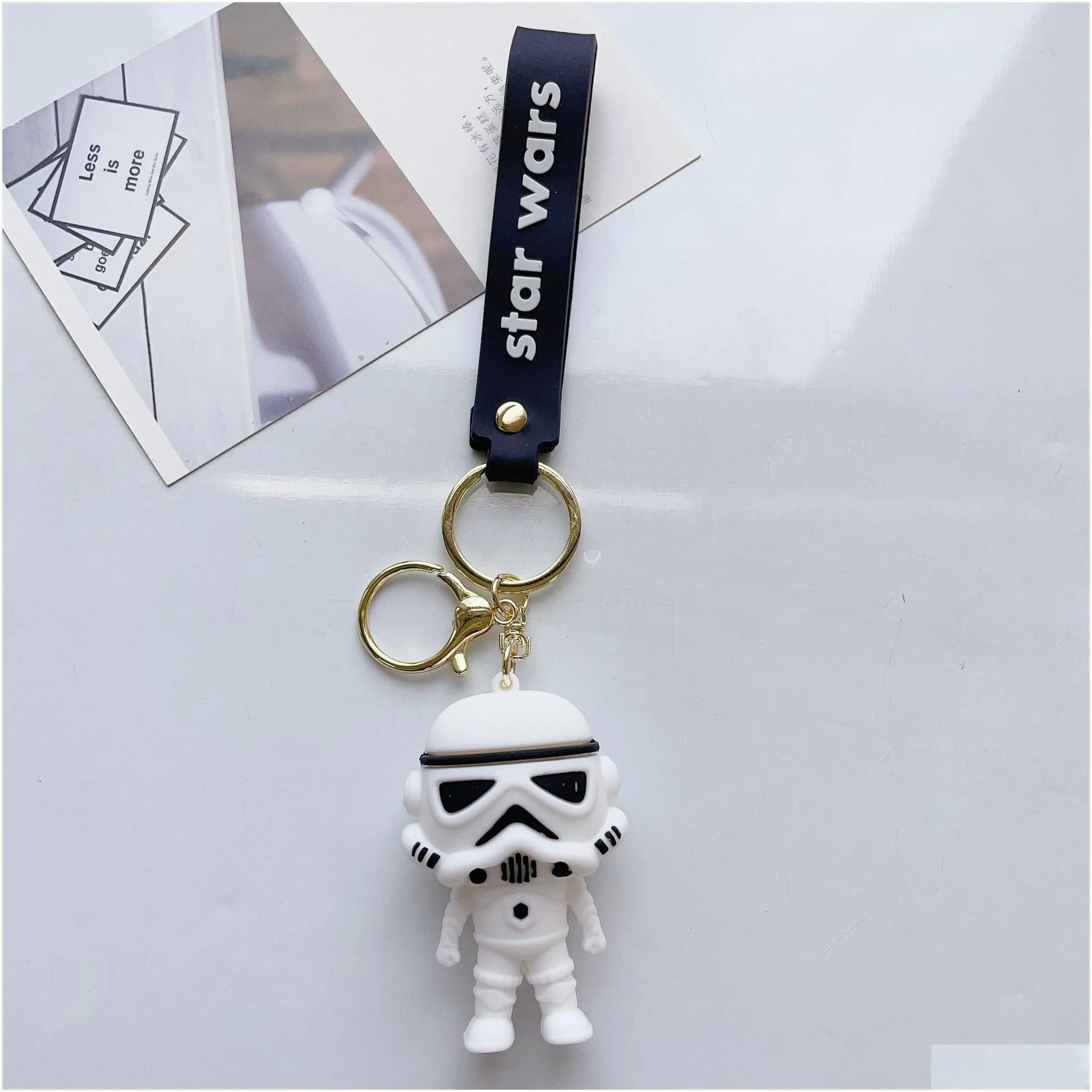 High quality black and white Soldier keychain Cartoon PVC couple bag Exquisite car key chain hanging ornaments