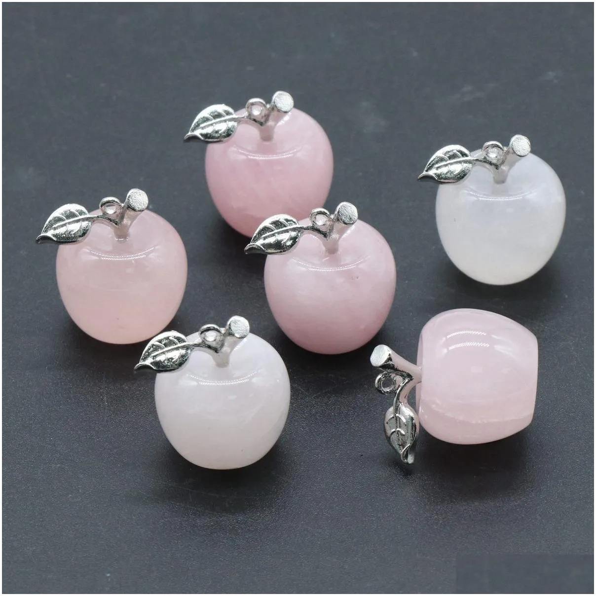 Healing Nonporous Natural Rose Quartz Pendant Tree Candy Bone Shaped Charm Gemstone DIY Jewelry Acessories