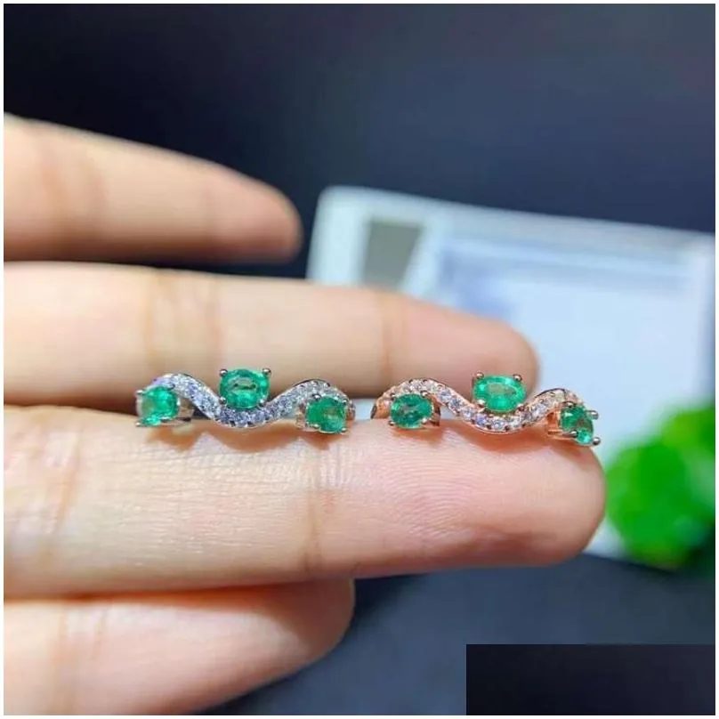 cluster rings fashion silver emerald ring 3mm*4mm natural si grade 925 sterling jewelry