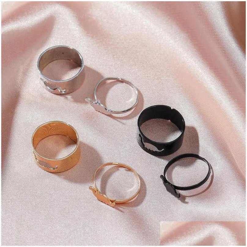 cluster rings selling creative fashion hollow dinosaur ring set retro simple metal open design sense accessories kl027