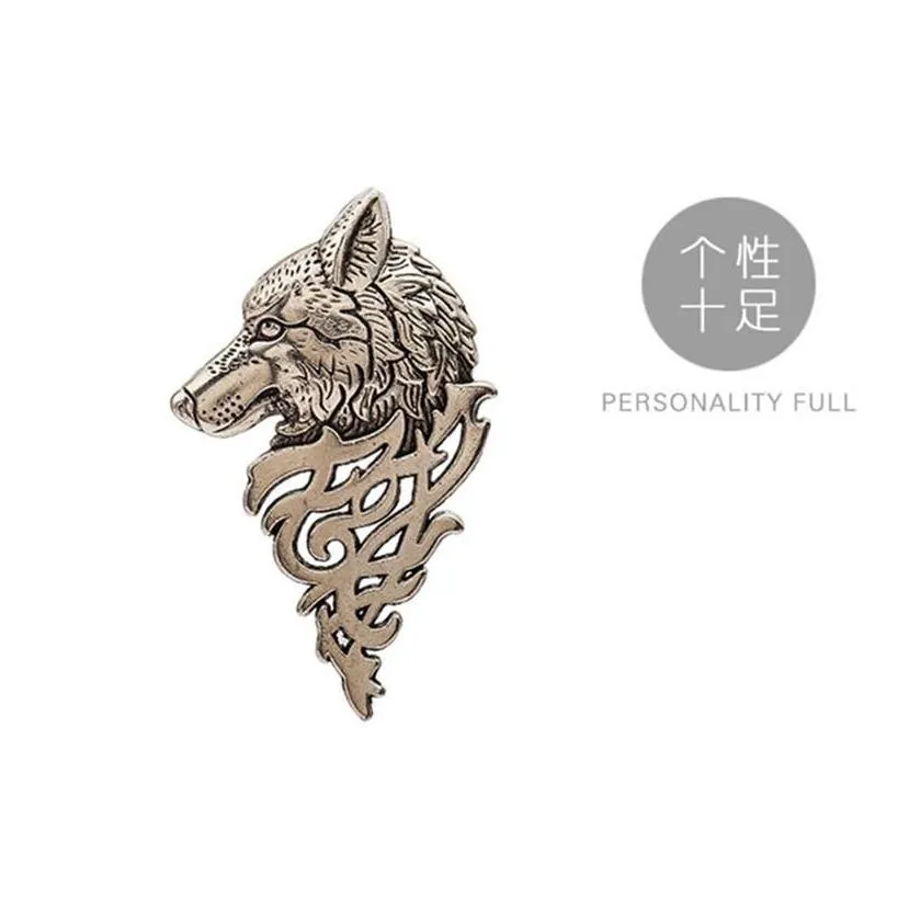 pins, brooches charming vintage men punk wolf badge brooch lapel pin shirt suit collar jewelry gift for summer wear nice