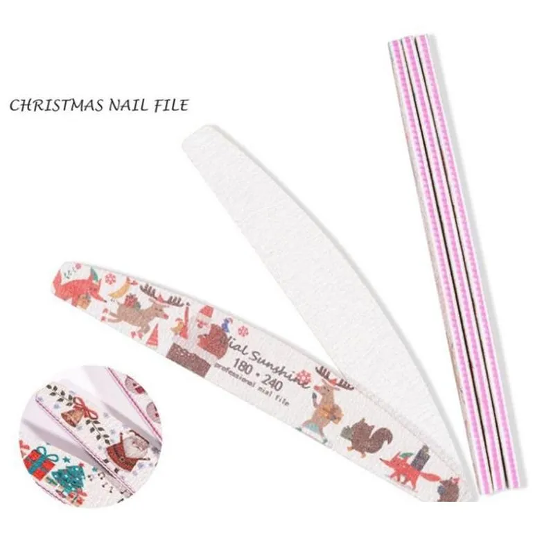 Nail Files 5Pcs/Lot Buffs For Manicure XMas Santa Claus Style Art File Kit Stac22