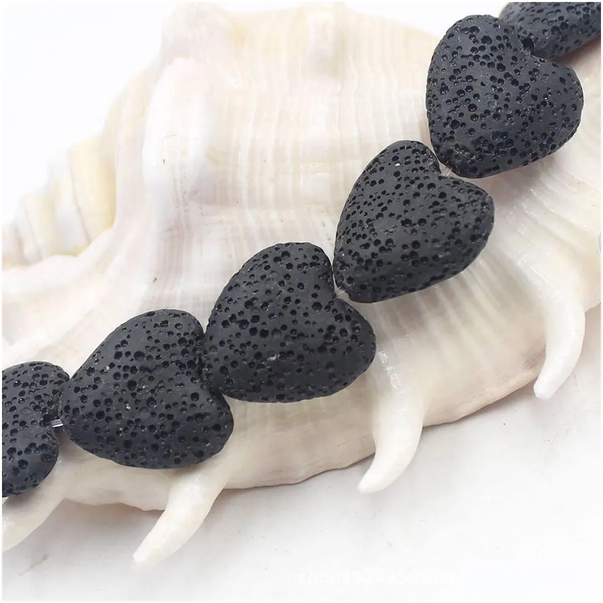 20MM Heart Shaped Lava Stone Semi-finished Beaded Bracelet Necklace Accessories For Valentine`s Day Gift Making