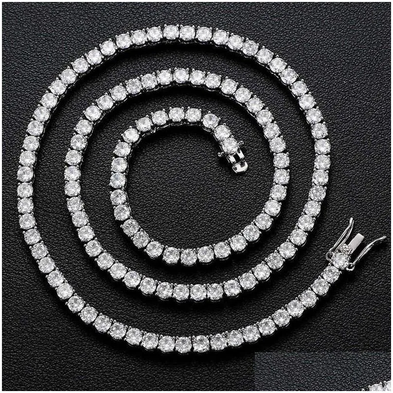 Usa Stock Fine Jewelry Hip Hop 925 Sterling Silver Vvs Moissanite Diamond Classic Tennis Chain Necklace for Men Women/