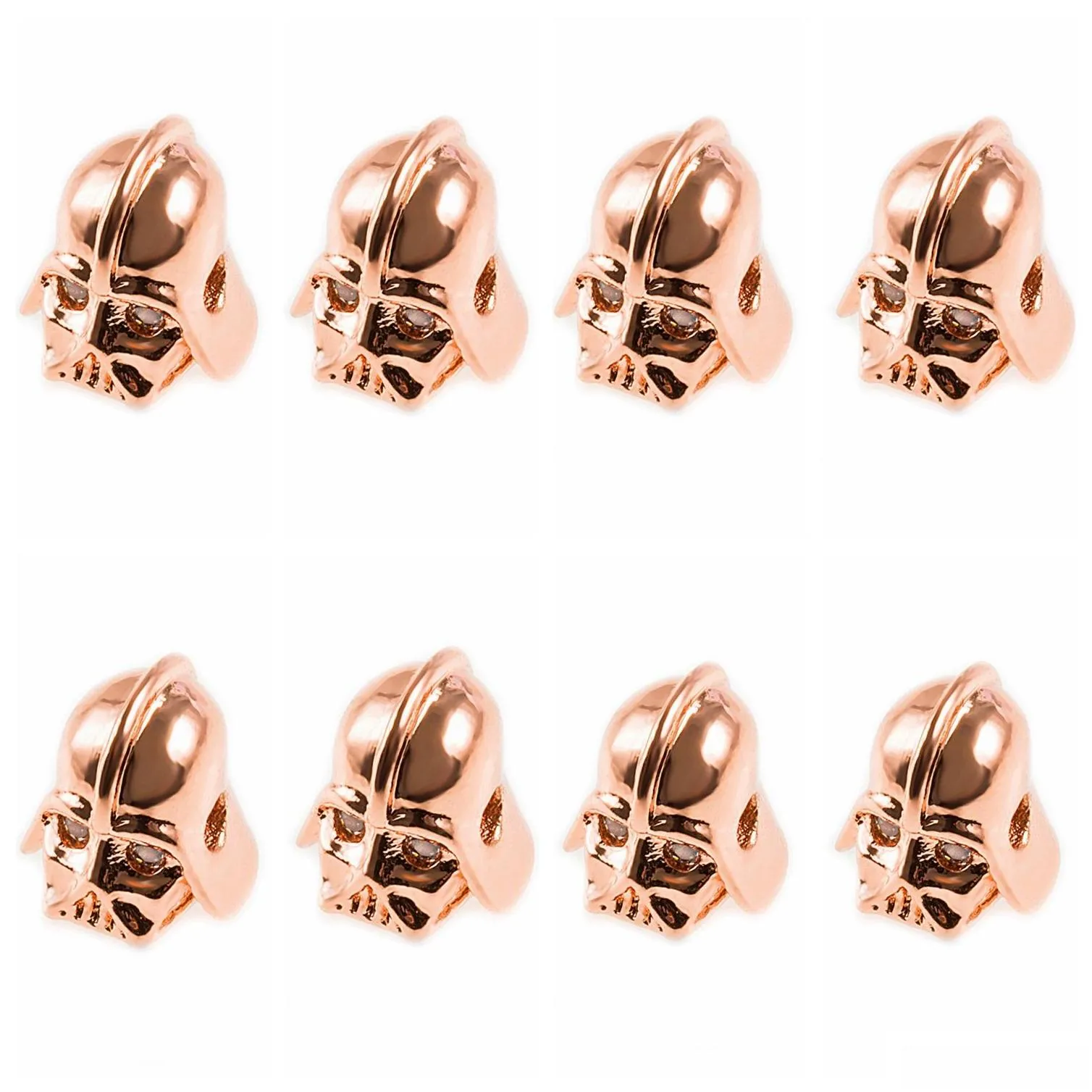 Rose Gold Metal Knight Helmet Space Beads for Jewelry DIY Bracelet Making Fashion Brass Micro Pave Crystal Geometry Alloy Black CZ Rhinestone