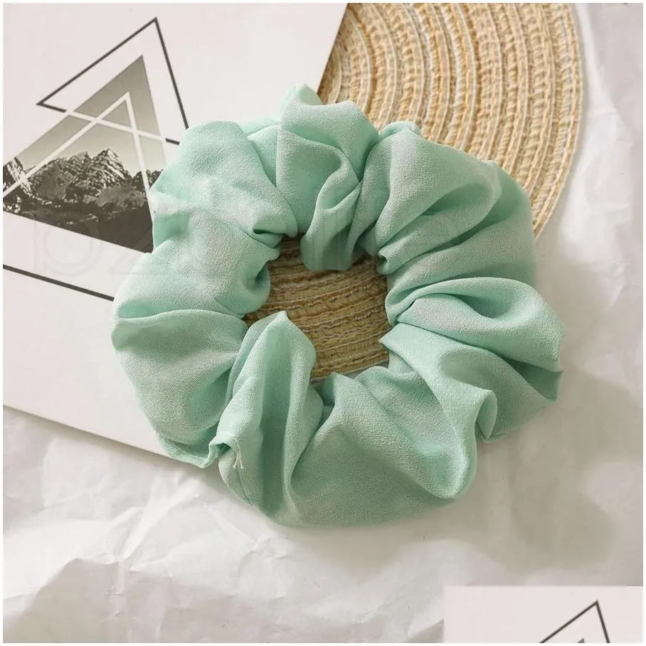 Women Girls Solid Chiffon Scrunchies Elastic Ring Hair Ties Accessories Ponytail Holder Hairbands Rubber Band Scrunchies