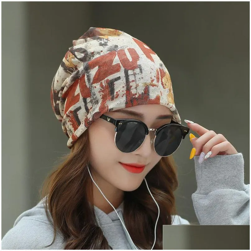 beanies beanie/skull caps 2023 fashion women flower muslim ruffle cancer chemo hat beanie scarf turban head wrap cap printed headwear