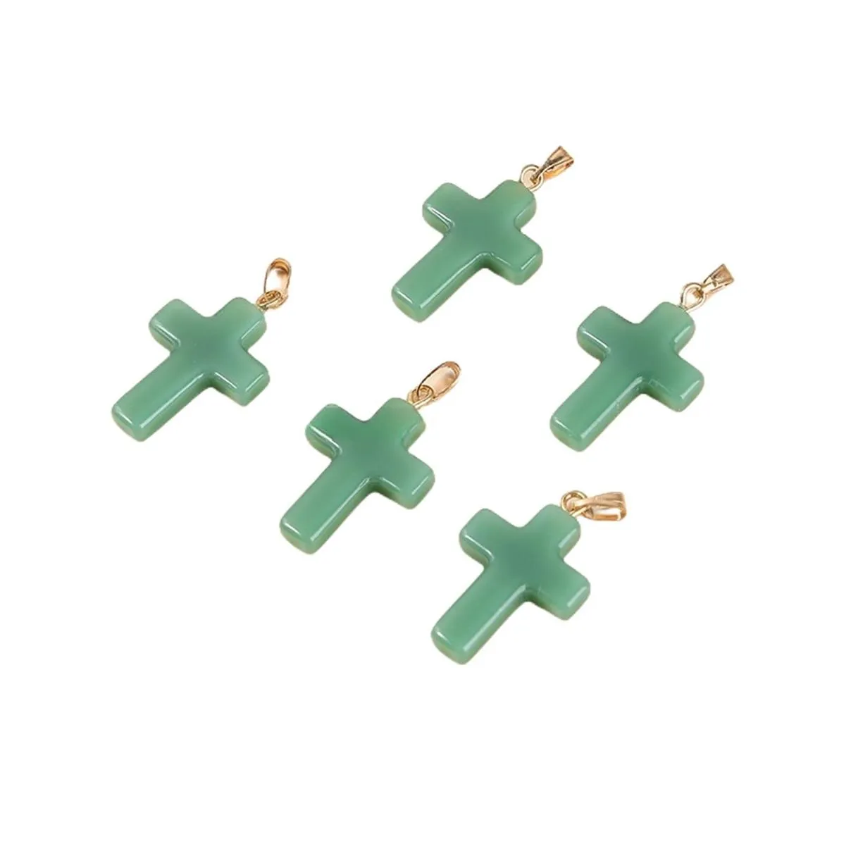 Wholesale Healing Multiple Color Glass Cross Charm Small Reiki Cross Pendant for Making Necklace Earring Accessories