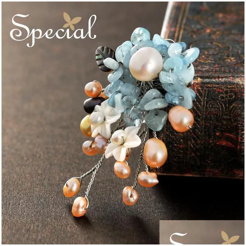 pins, brooches special brand fashion natural pearls pins for dresses flower wedding bouquet jewelry gifts women s1607b