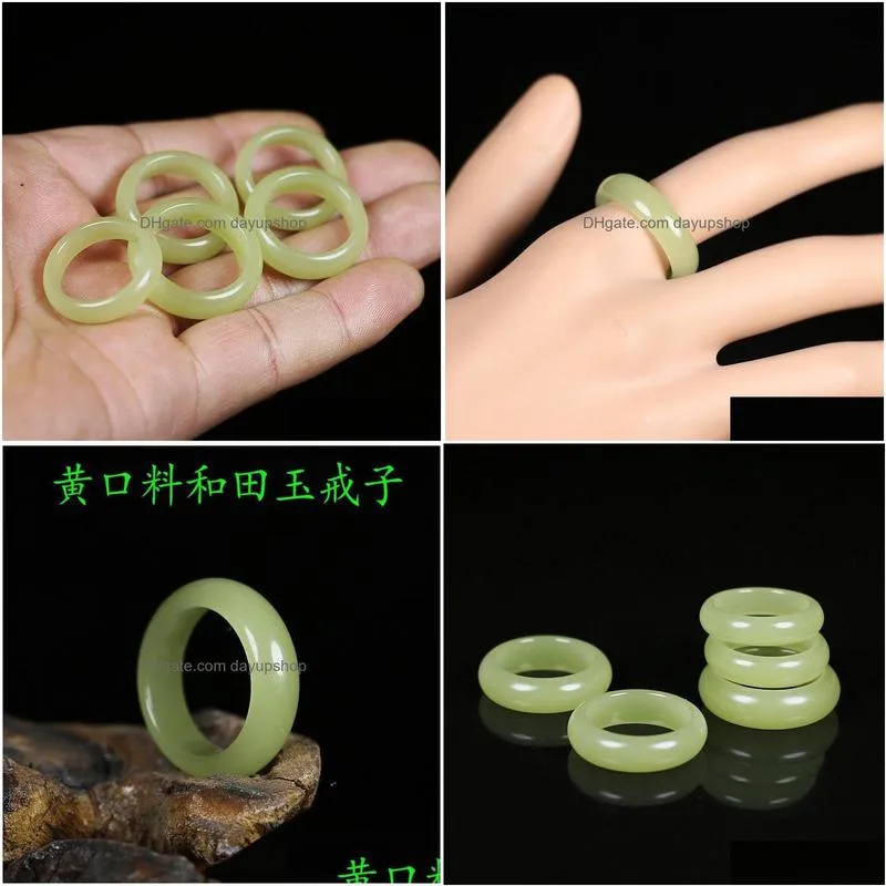 dangle & chandelier natural green hetian jade ring chinese jadeite amulet fashion charm jewelry hand carved crafts gifts for women