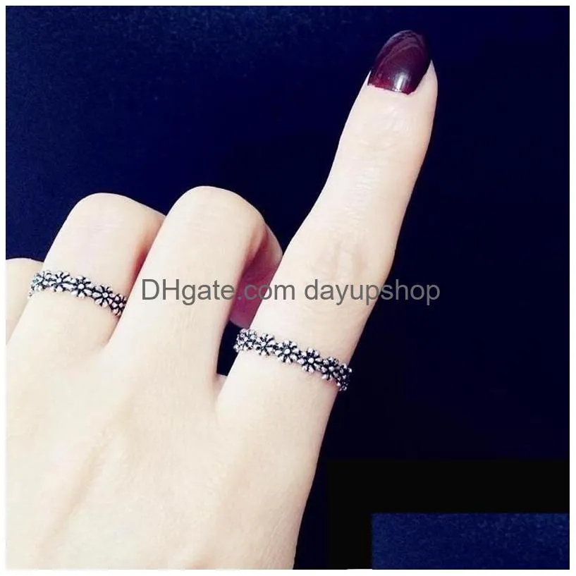 cluster rings retro thai silver daisy simple chrysanthemum flower tail for women wedding jewelry anniversary gifts whole sale